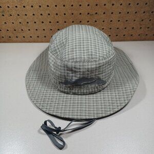 Outdoor Research boys 2tone gray nylon packable plaid bucket hiking hat L